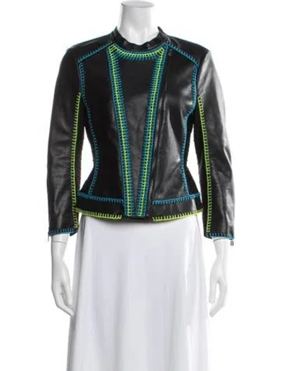 Pre-owned Herve Leger Vintage Eya Biker Jacket In Black