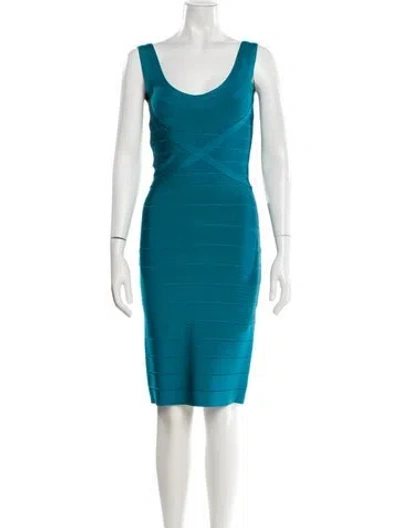Pre-owned Herve Leger Vintage Knee-length Dress In Blue