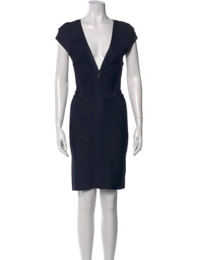 Pre-owned Herve Leger Vintage Knee-length Dress In Blue