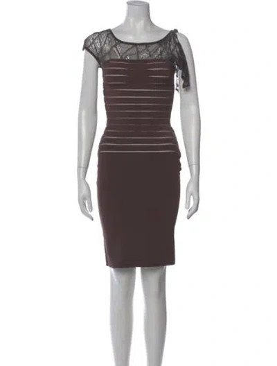 Pre-owned Herve Leger Vintage Knee-length Dress In Brown