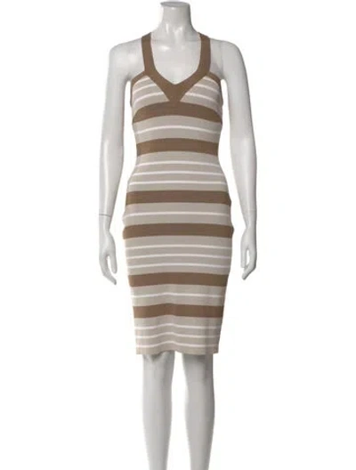 Pre-owned Herve Leger Vintage Knee-length Dress In Neutral