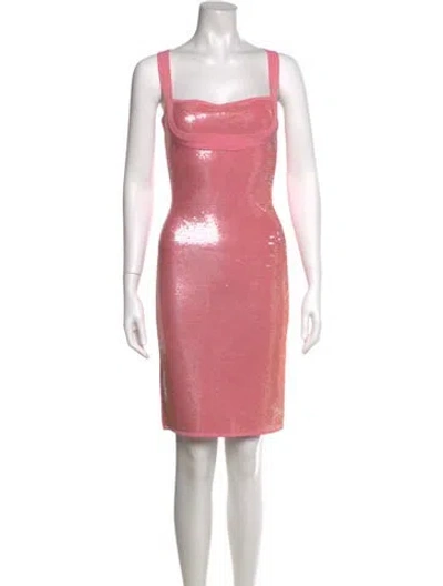 Pre-owned Herve Leger Vintage Knee-length Dress In Pink