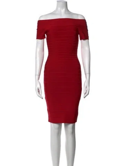 Pre-owned Herve Leger Vintage Knee-length Dress W/ Tags In Red