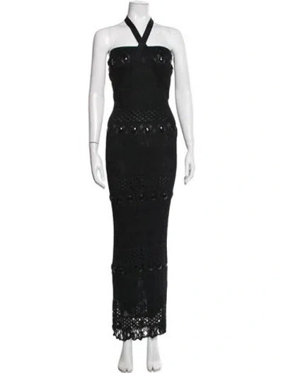 Pre-owned Herve Leger Vintage Long Dress In Black