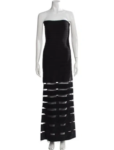 Pre-owned Herve Leger Vintage Long Dress In Black