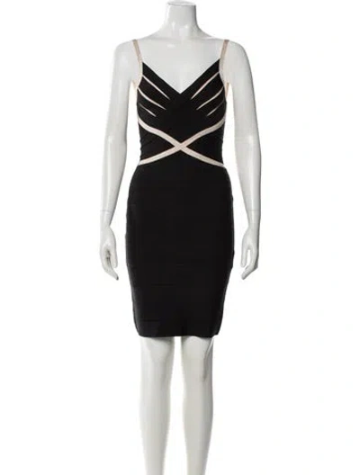 Pre-owned Herve Leger Vintage Mini Dress In Black