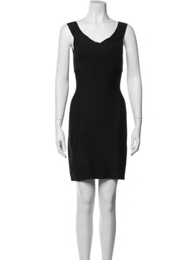 Pre-owned Herve Leger Vintage Mini Dress In Blue