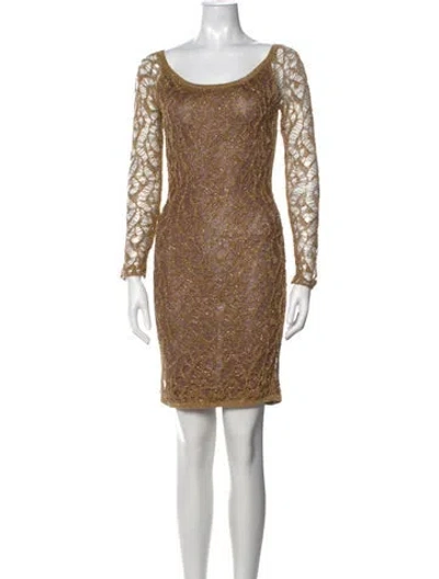 Pre-owned Herve Leger Vintage Mini Dress In Brown