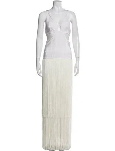 Pre-owned Herve Leger Vintage Mini Dress In Neutral