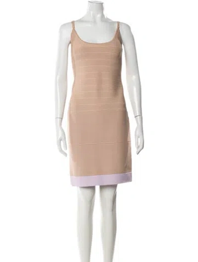 Pre-owned Herve Leger Vintage Mini Dress In Neutrals