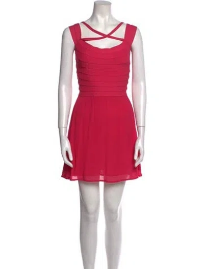 Pre-owned Herve Leger Vintage Mini Dress In Pink