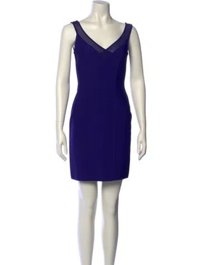 Pre-owned Herve Leger Vintage Mini Dress In Purple