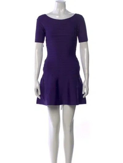 Pre-owned Herve Leger Vintage Mini Dress In Purple