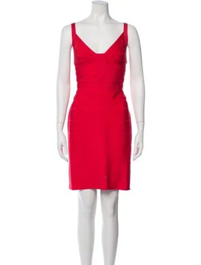 Pre-owned Herve Leger Vintage Mini Dress In Red