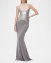 Herve Leger The Violet Bandage Bodice Gown In Steel Foil
