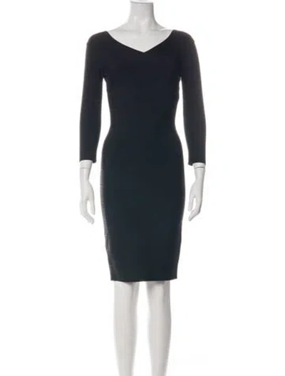 Pre-owned Herve Leger V-neck Knee-length Dress In Multi