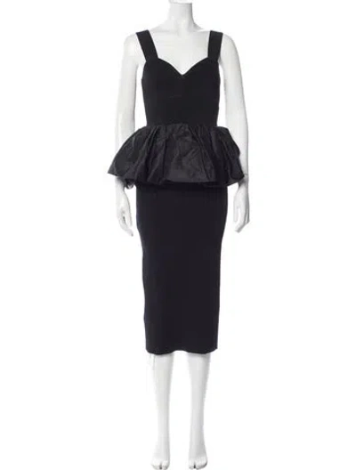 Pre-owned Herve Leger V-neck Knee-length Dress W/ Tags In Black
