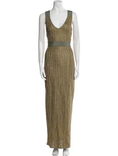 Pre-owned Herve Leger V-neck Long Dress