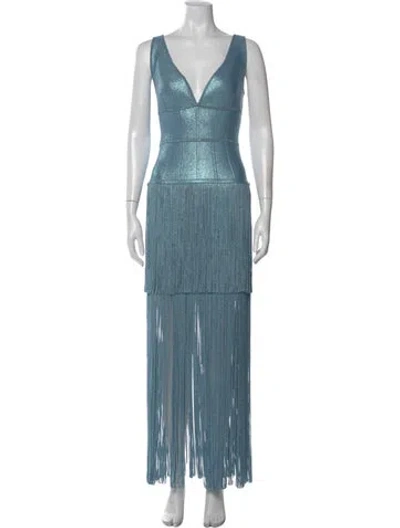 Pre-owned Herve Leger V-neck Long Dress
