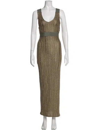 Pre-owned Herve Leger V-neck Long Dress