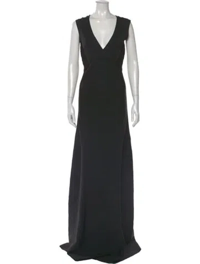 Pre-owned Herve Leger V-neck Long Dress In Black