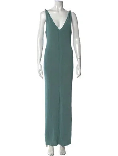 Pre-owned Herve Leger V-neck Long Dress W/ Tags In Green