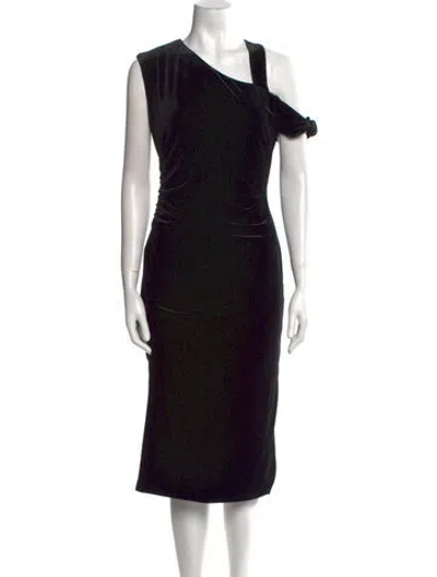 Pre-owned Herve Leger V-neck Midi Length Dress In Black