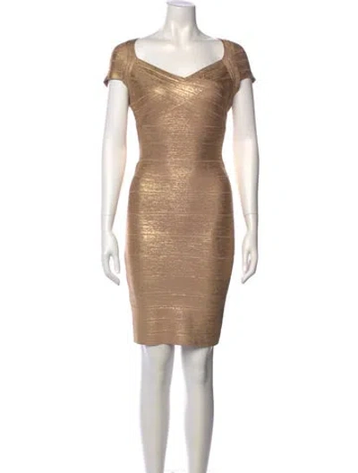 Pre-owned Herve Leger V-neck Mini Dress