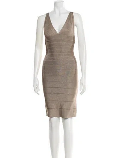 Pre-owned Herve Leger V-neck Mini Dress