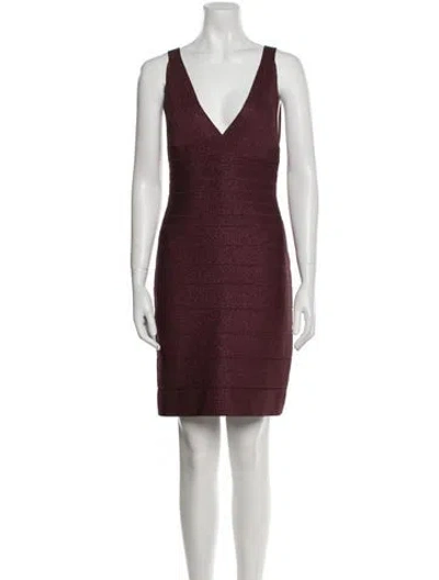 Pre-owned Herve Leger V-neck Mini Dress