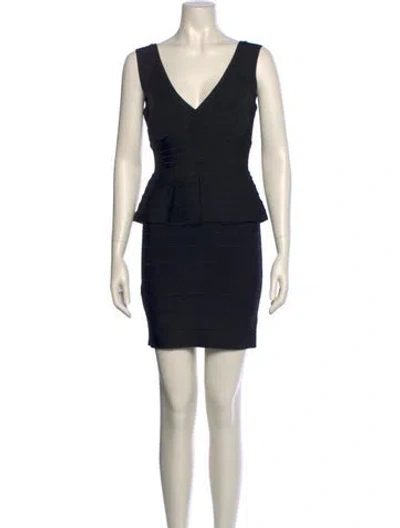 Pre-owned Herve Leger V-neck Mini Dress