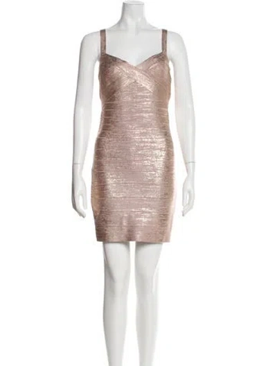 Pre-owned Herve Leger V-neck Mini Dress