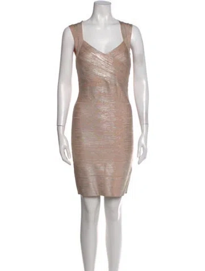 Pre-owned Herve Leger V-neck Mini Dress