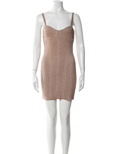 Pre-owned Herve Leger V-neck Mini Dress