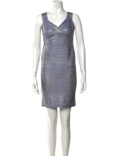 Pre-owned Herve Leger V-neck Mini Dress
