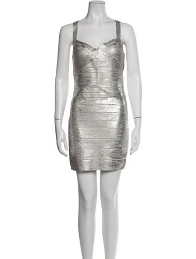 Pre-owned Herve Leger V-neck Mini Dress