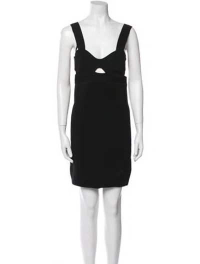 Pre-owned Herve Leger V-neck Mini Dress In Black