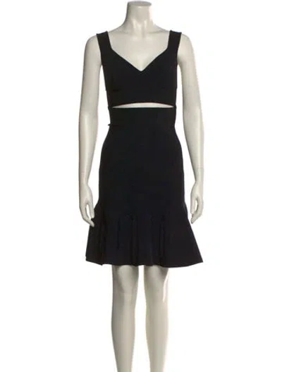 Pre-owned Herve Leger V-neck Mini Dress In Black