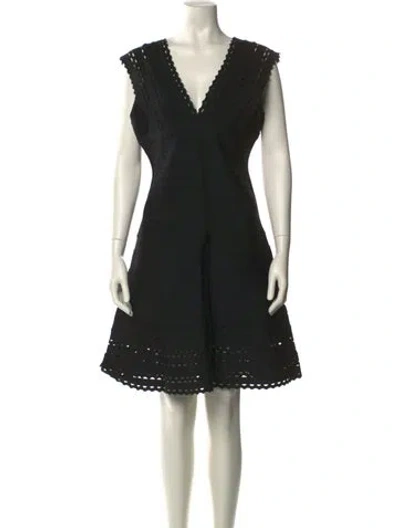 Pre-owned Herve Leger V-neck Mini Dress In Black