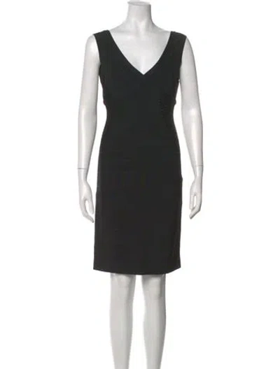 Pre-owned Herve Leger V-neck Mini Dress In Black
