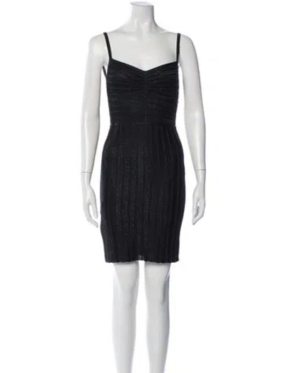 Pre-owned Herve Leger V-neck Mini Dress In Black