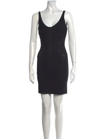 Pre-owned Herve Leger V-neck Mini Dress In Black