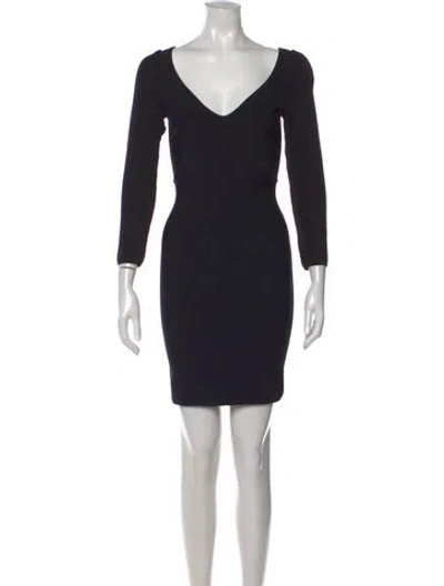 Pre-owned Herve Leger V-neck Mini Dress In Black