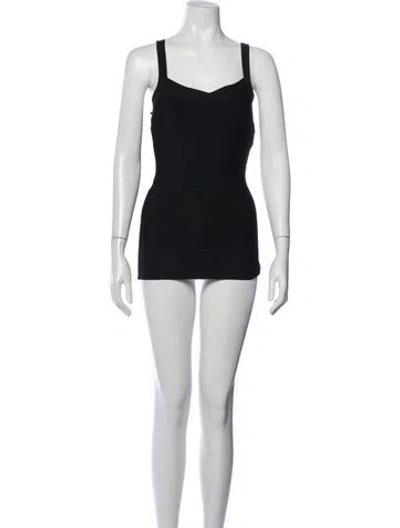 Pre-owned Herve Leger V-neck Mini Dress In Black