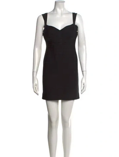 Pre-owned Herve Leger V-neck Mini Dress In Black