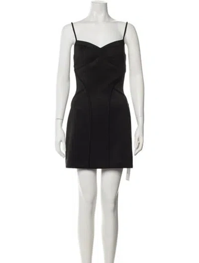 Pre-owned Herve Leger V-neck Mini Dress In Black