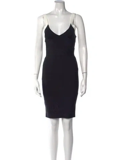 Pre-owned Herve Leger V-neck Mini Dress In Black