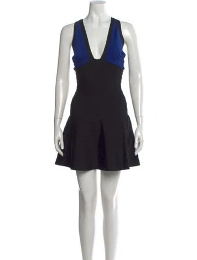 Pre-owned Herve Leger V-neck Mini Dress In Multi