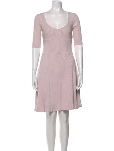 Pre-owned Herve Leger V-neck Mini Dress In Pink