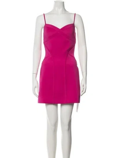 Pre-owned Herve Leger V-neck Mini Dress In Pink